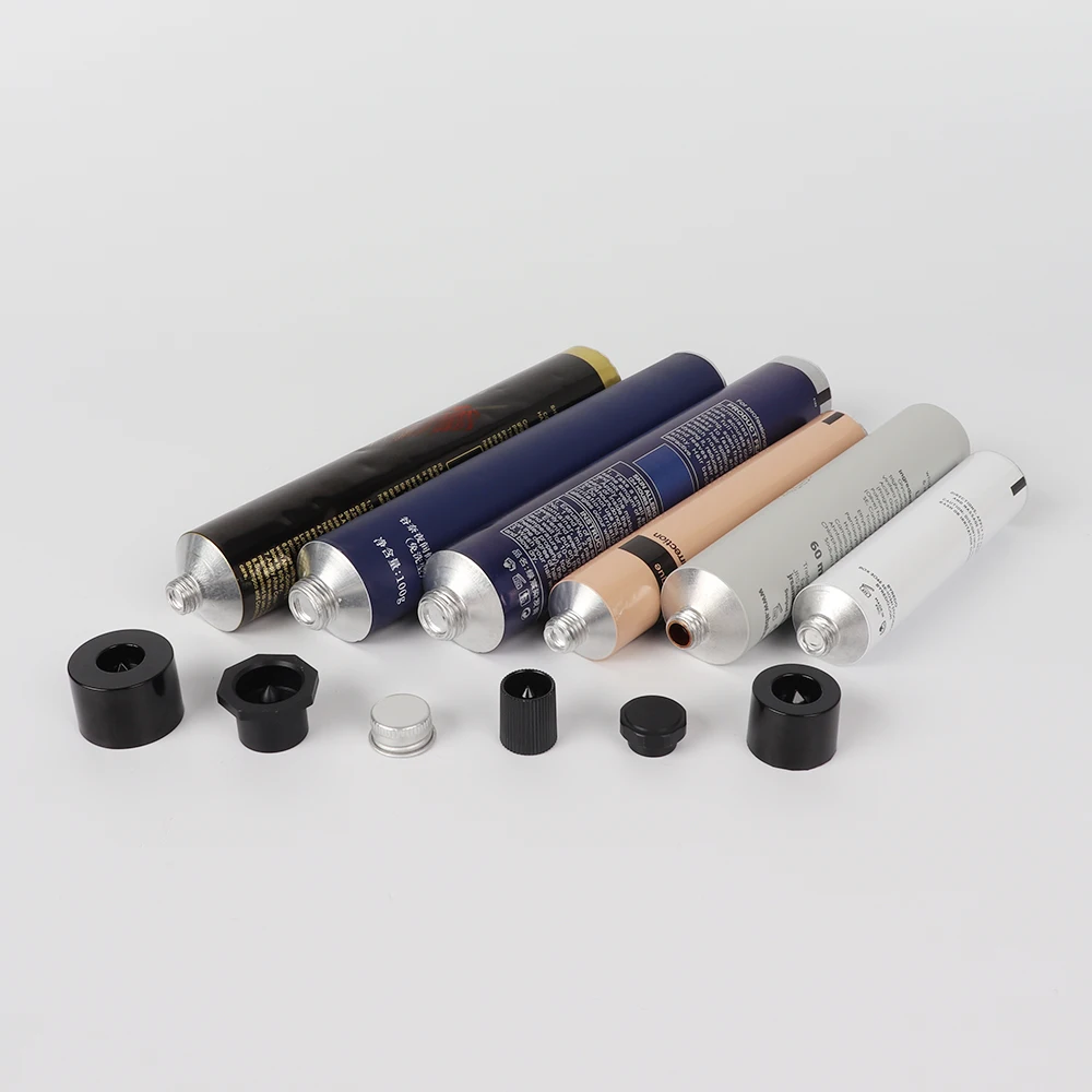 aluminum collapsible tubes for pharmaceutical cosmetic food and industrial with several head and closures