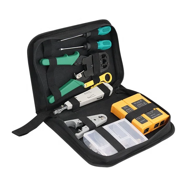 Multifunction Network Repair Tool Cable Stripper Tester Rj45 Crimping Network Tool Kit including network cable tester