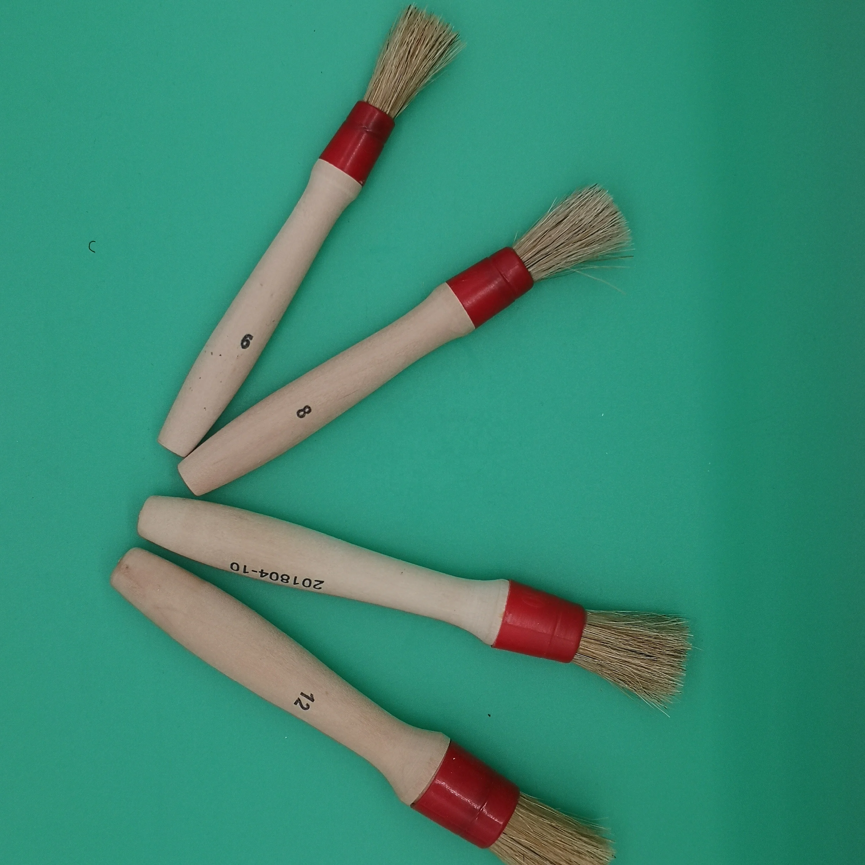 Spare round brush for  glue containers  6#8# 10# 12# wooden handle plastic ring for footwear  factory glue bristle shoe brushes