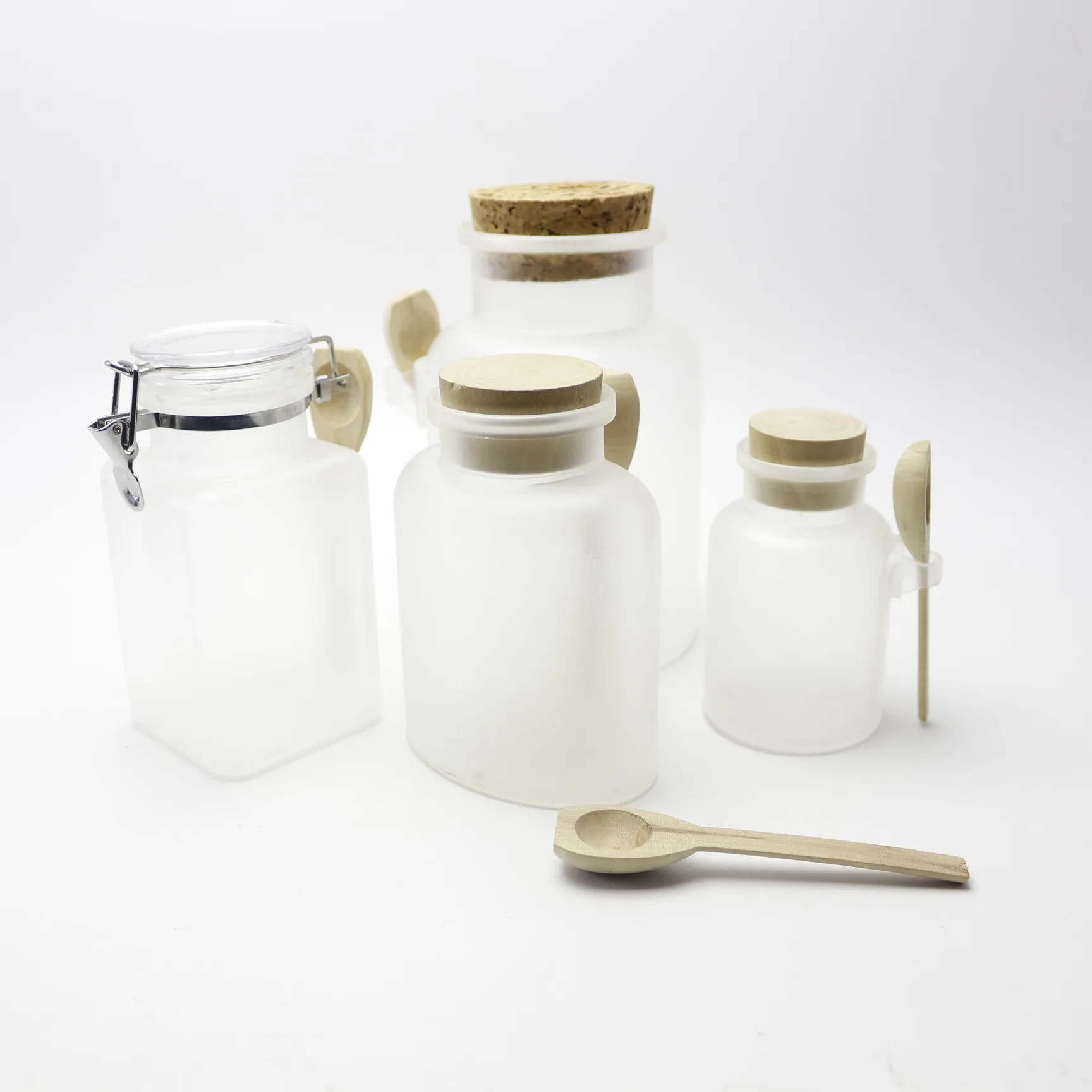 100g/200g/300ml/500ml empty matte plastic bath salt jar/bottle/container for body scrub