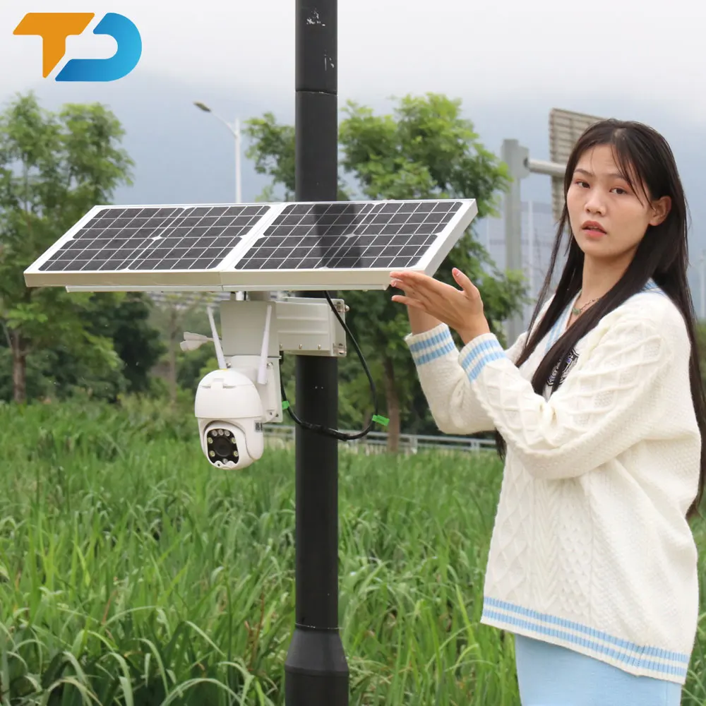 TecDeft Big power 5mp 8mp 5x zoom Outdoor PTZ 4G Solar Powered Wireless IP Camera for Remote Monitoring