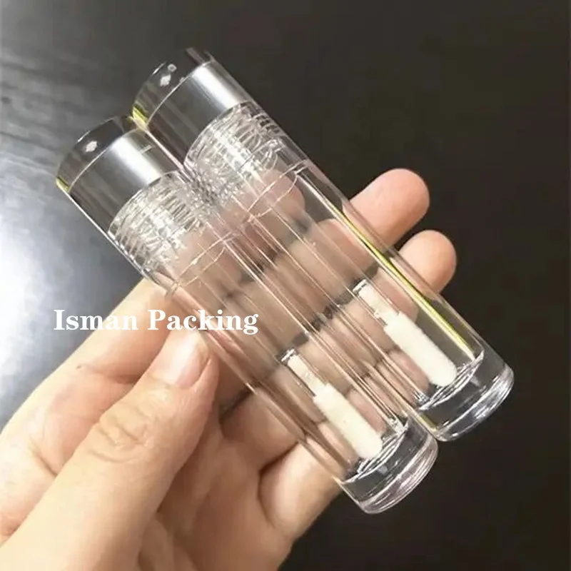 Cylinder new style 5ml crystal clear lip gloss wand tubes empty transparent liquid lipstick container with applicator