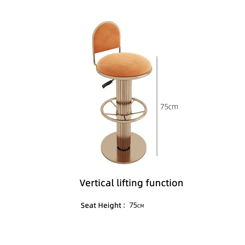 meta foot Pedal Revolving Golden Polished Stainless Steel wooden High back Bar chair stool upholstered velvet fabric cushion