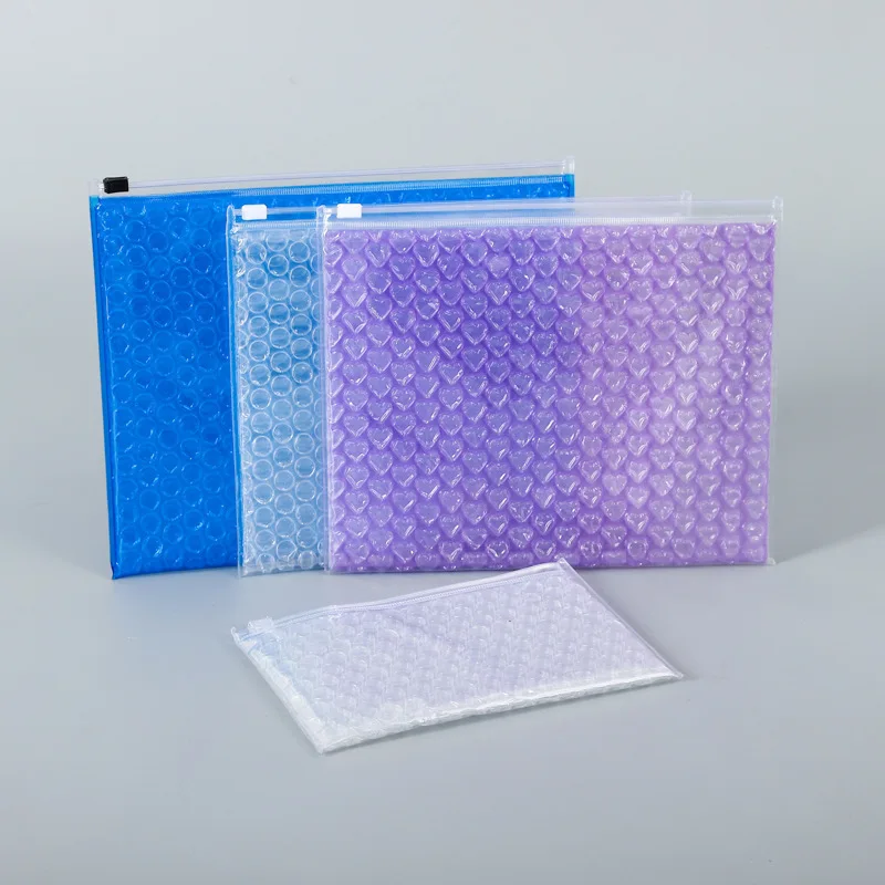 Wholesale transparent zipper bubble mailer plastic ziplock bubble bag heart  zipper bubble bag