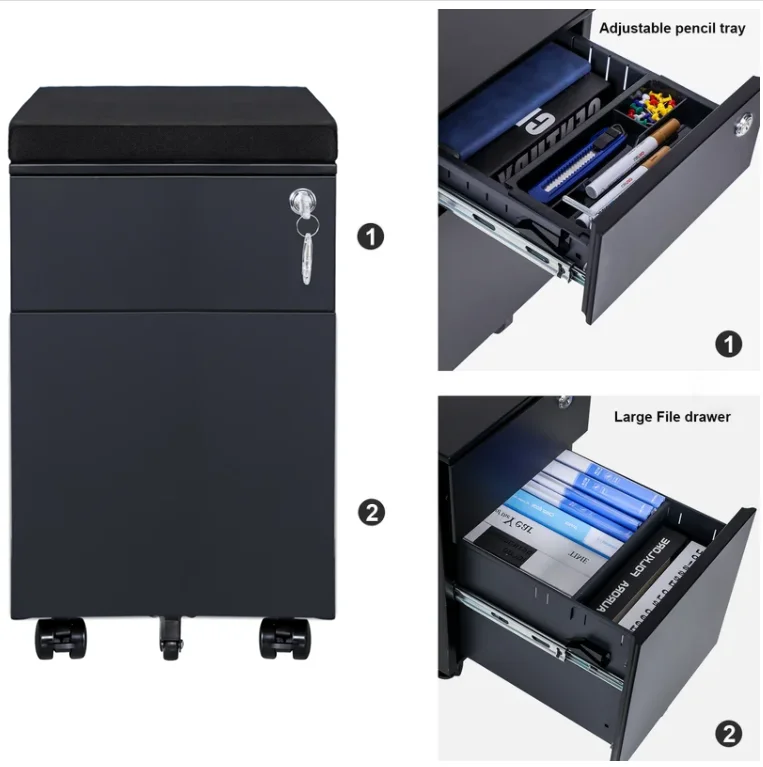 Office Steel Mobile Pedestal Cabinet Custom Small Storage File Cabinet with Drawer