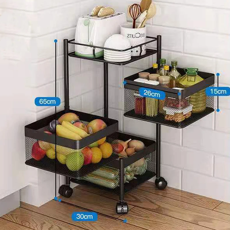
Kitchen Rotating Basket Storage Rack Fruit Vegetable Shelf 360 Degree Rotating Baskets Rack Kitchen Floor Multi-layer shelves 