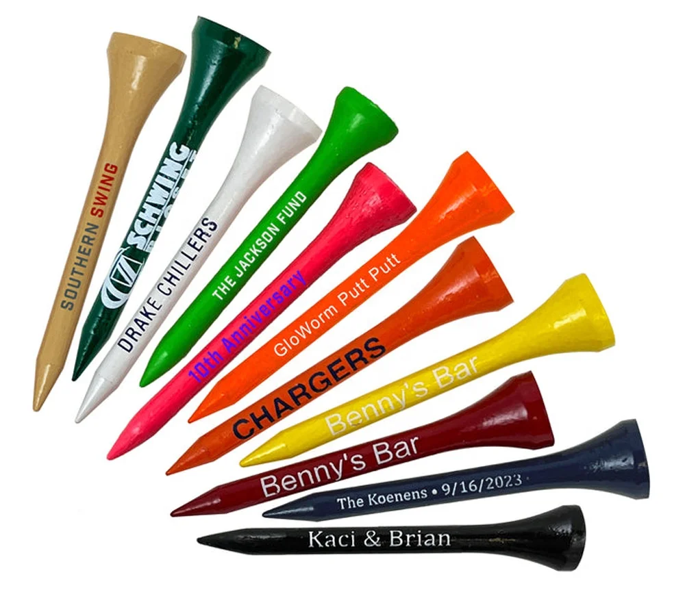 Wholesale Colorful Custom Logo Golf Tee Holder Bamboo Wooden Golf Tees