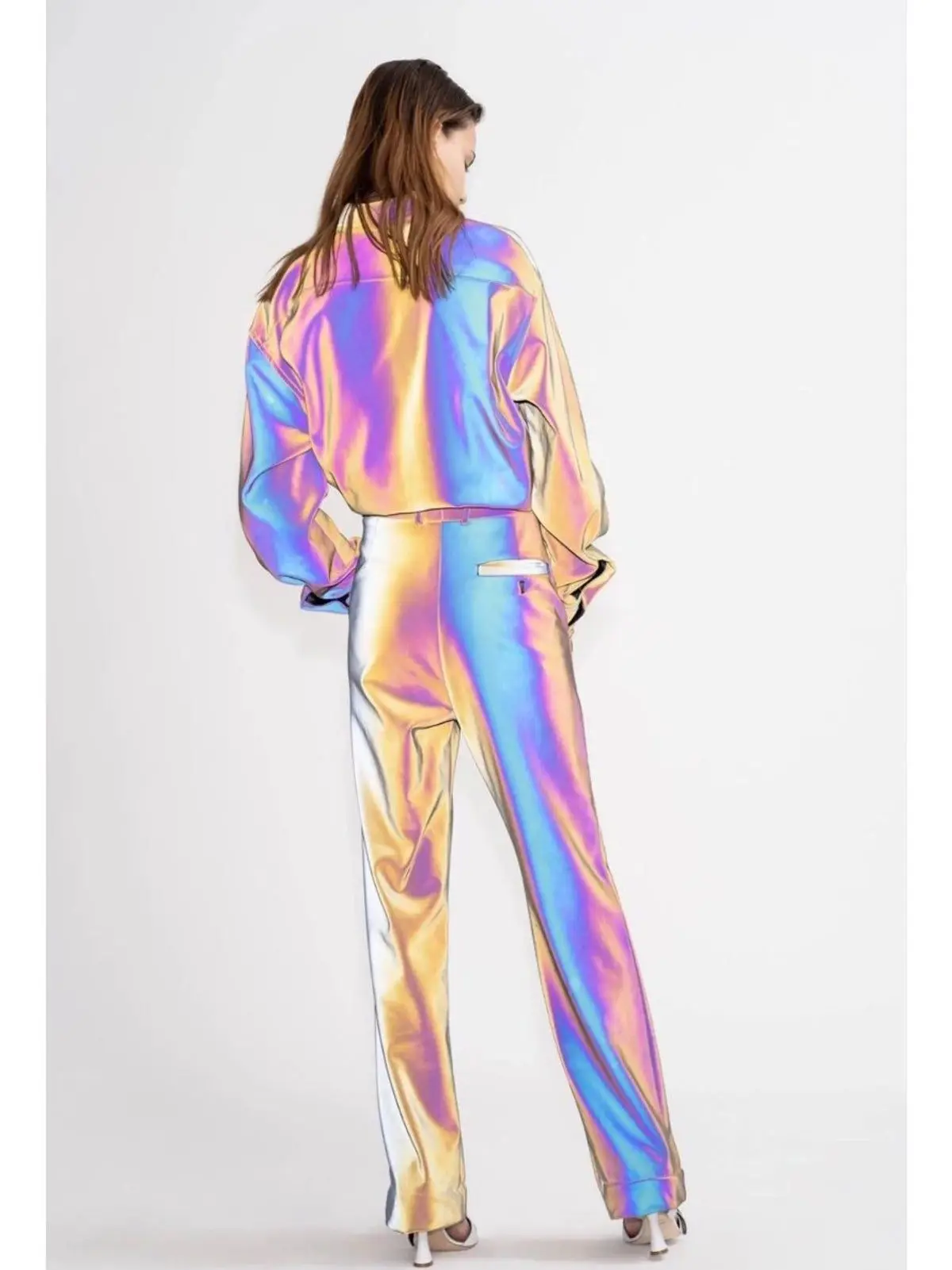 Rainbow 100% Polyester Reflective Fabric for Fashion Garments
