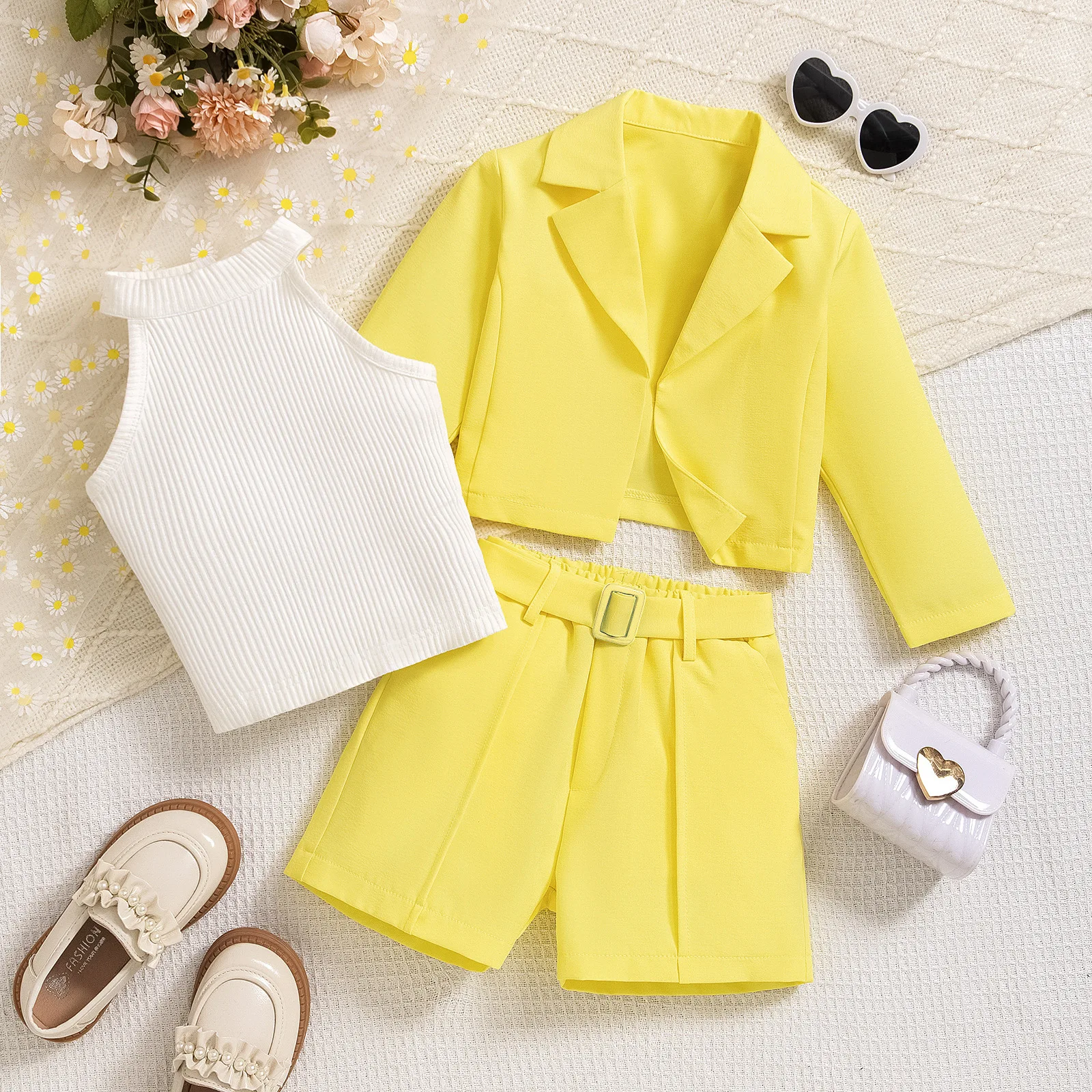 Осенний Новый Модный комплект одежды для девочек 3 шт. куртка с длинным рукавом жилет короткие наряды бутик детская одежда