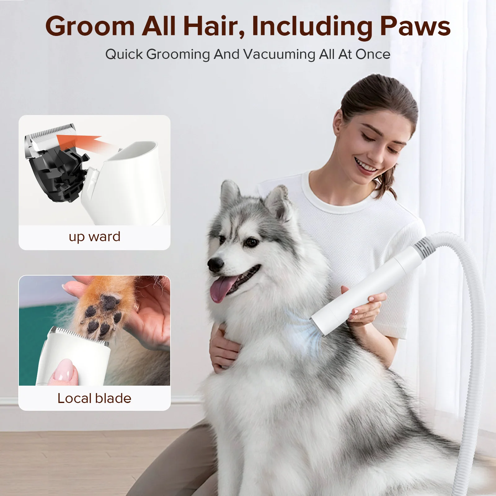 Pet Vacuum Cleaner Electric Clipper Slicker Deshedding Cleaning Dog And Cat Hair Fur Grooming Brush Kit PV01
