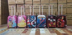 Hot Selling Cheap ABS PC Children Cute Cartoon Character Suitcase Wholesale OEM Custom 16 Inch Printing Hard Shell Kids Luggage