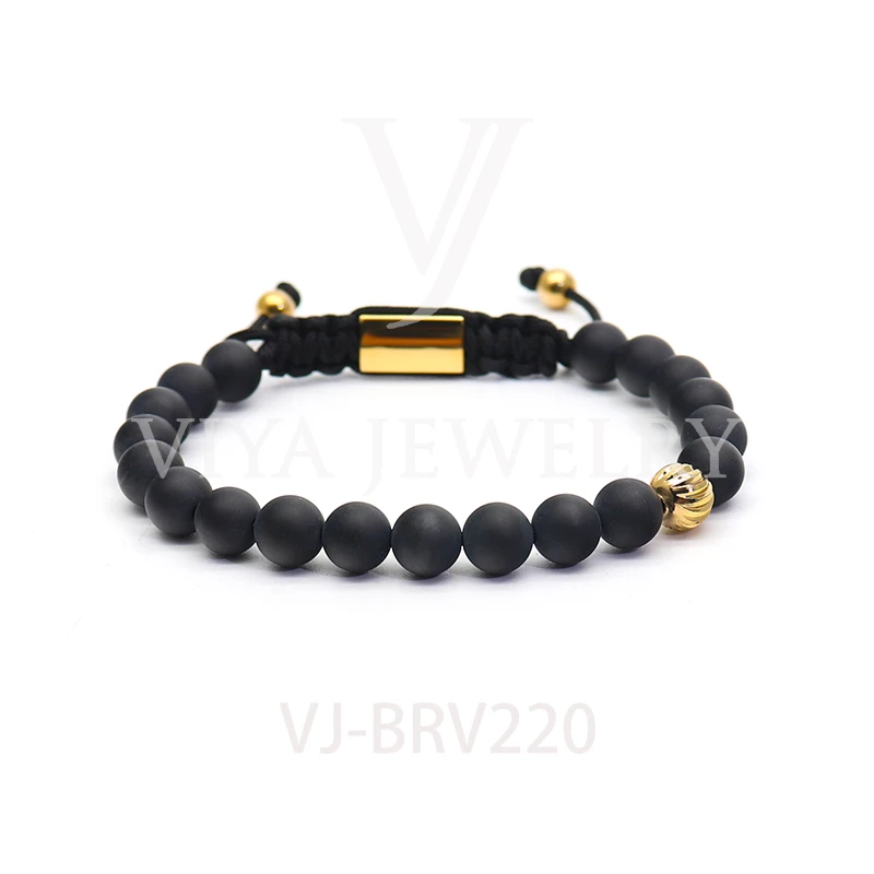 Luxury Gemstone Bracelet with Customized Laser Engraved Logo