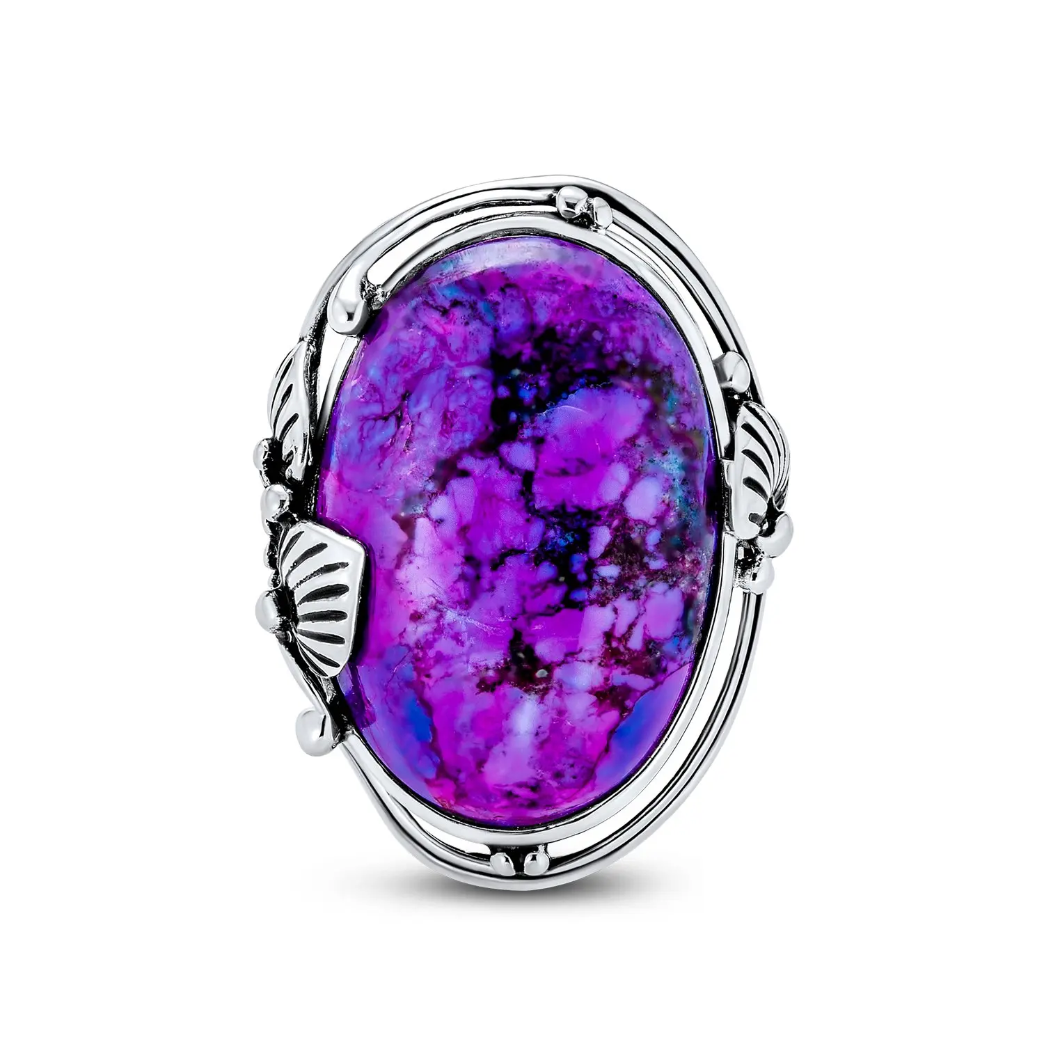 SKA Jewelry silver rings with stones Boho Oval Enhanced Purple Turquoise Ring 925 Sterling Silver