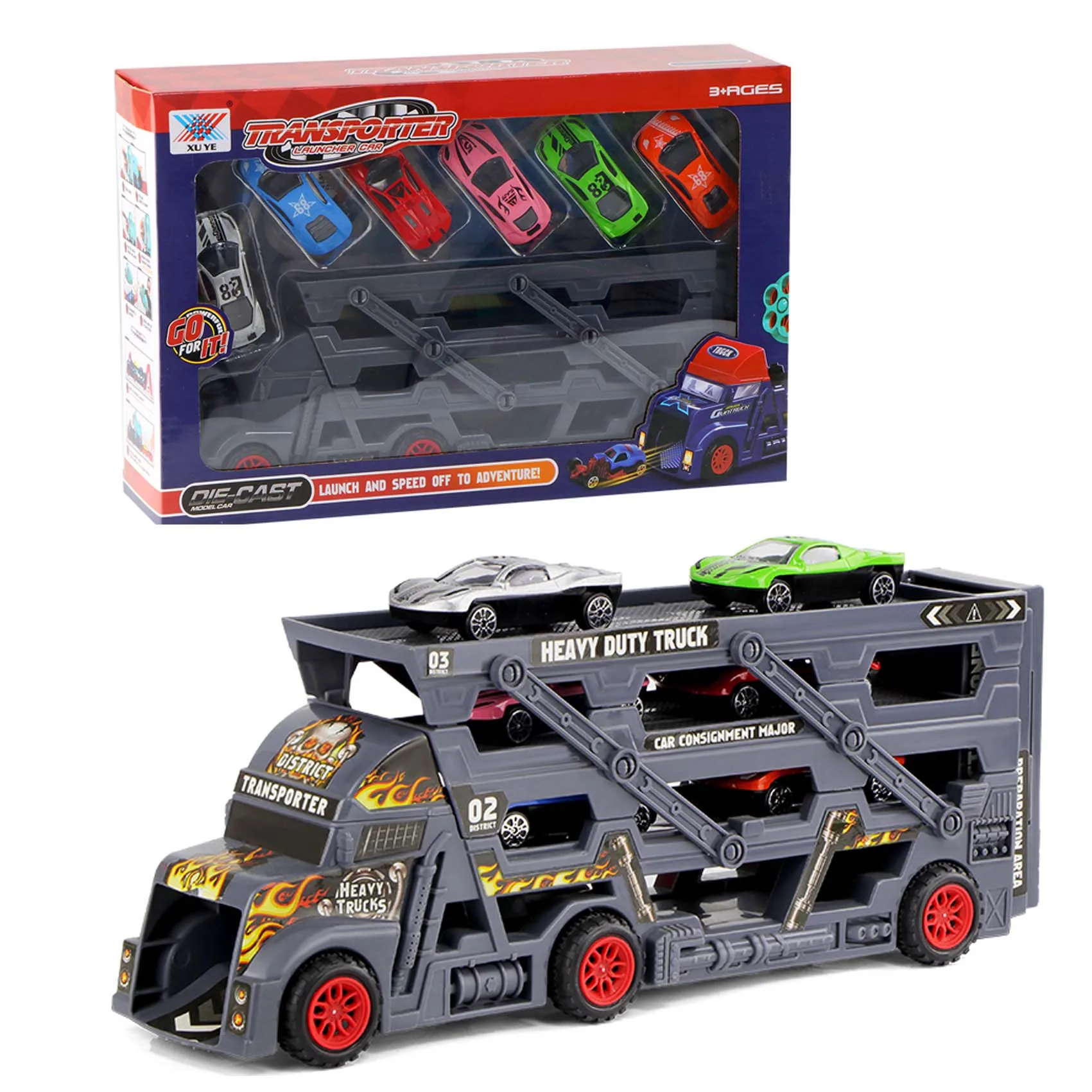 Hot Sale Kids Container Truck New And Interesting Kids Trailer With Gun