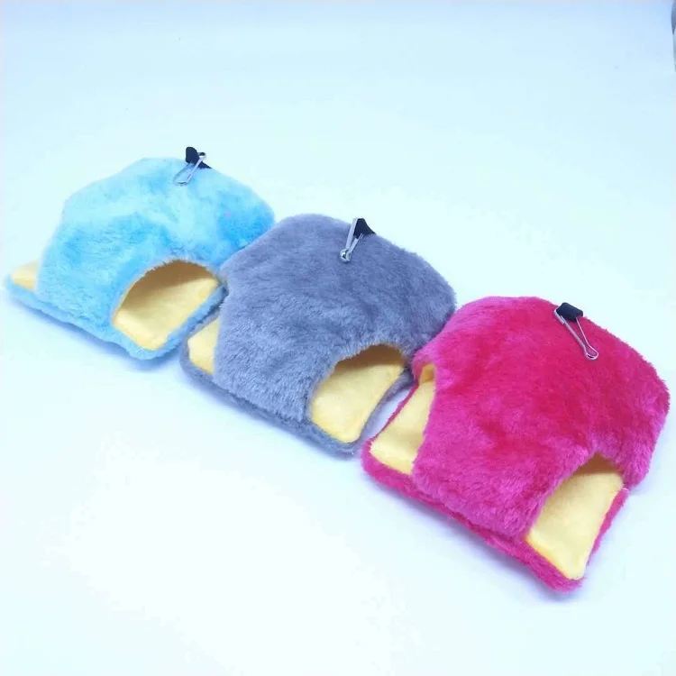 
Small Animal Solid Color Soft Plush Warm Pet Sleeping Bed Hamster House Double Hole Sleeping Bag 