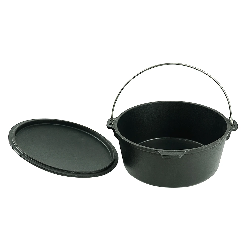 Outdoor 8.5QT CAULDRON Camping Cooking Pot Preseasoned Cookware Cast Iron Dutch Oven