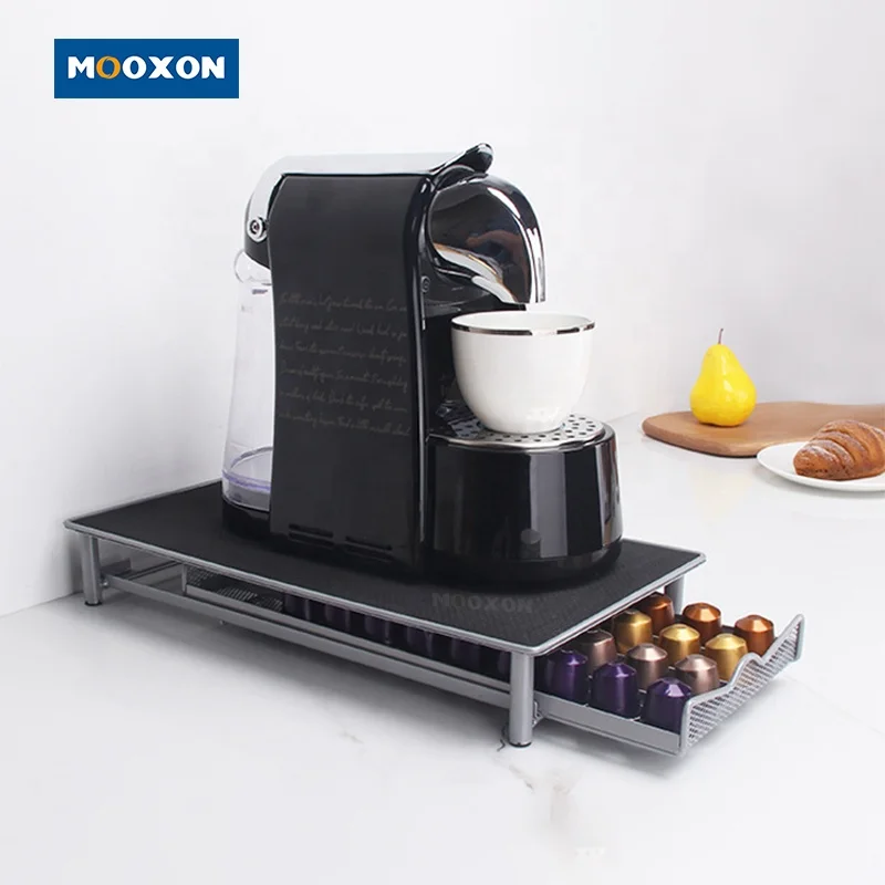 Customized Iron Office Espresso Desktop Coffee-capsule Drawer Packaging Pod Holder Metal Coffee Capsule Storage Organizer