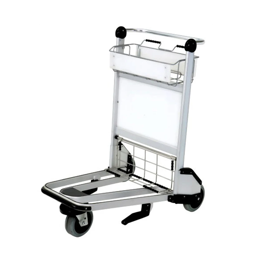 China airport passenger baggage trolley cart with hand brake,Rubber wheel airport luggage trolley