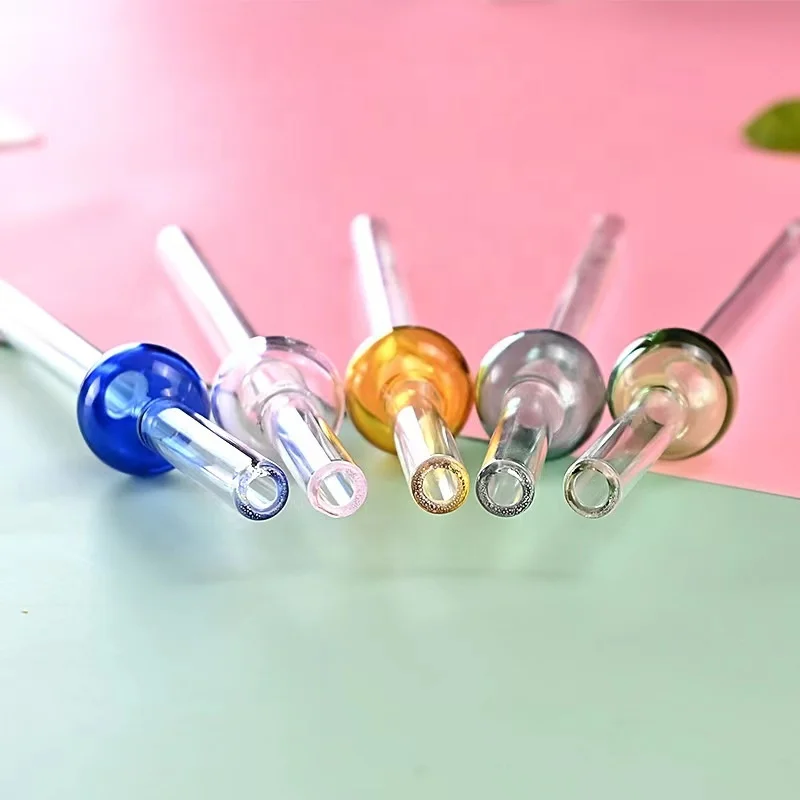 ins color transparent creative reusable heat resistant lipstick glass straws