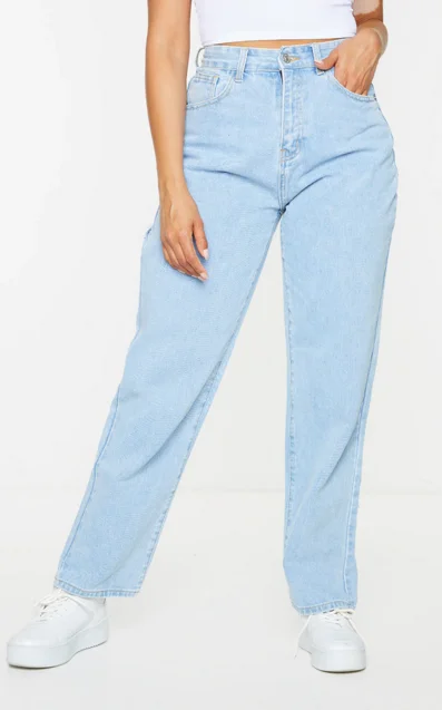 Manufacture custom design light blue wash rips denim pants jeans women