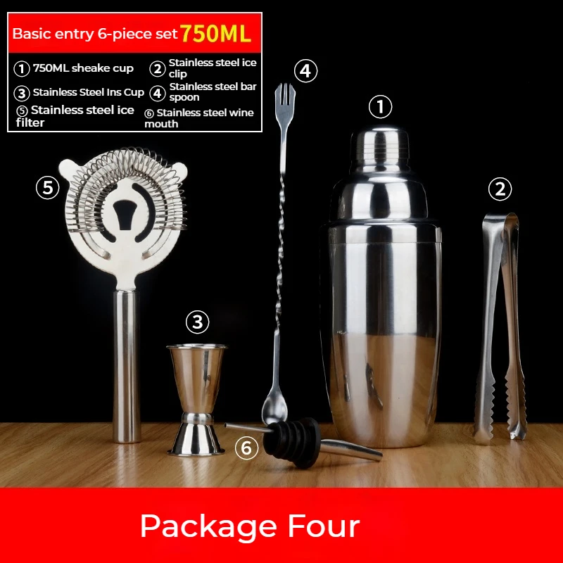 Hot Sale 11-Piece 750ml Cocktail Shaker Set Stainless Steel Bar Accessories for Home Bar Whiskey Maker Hotel Restaurant Supplies