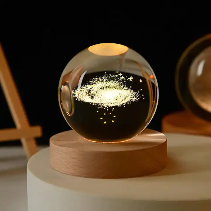 3D Art crystal ball night lamp luminous crystal ball decoration solar system led night lights desktop home decor
