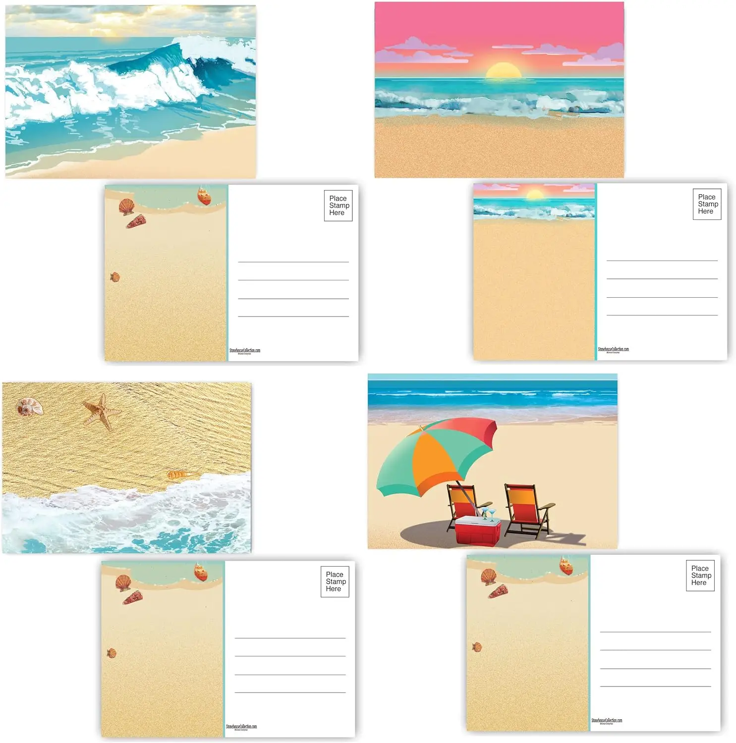 Assorted Beach Postcards Landscapes Postcards for Sending Friends All Occasion Scenery Postcard Designs
