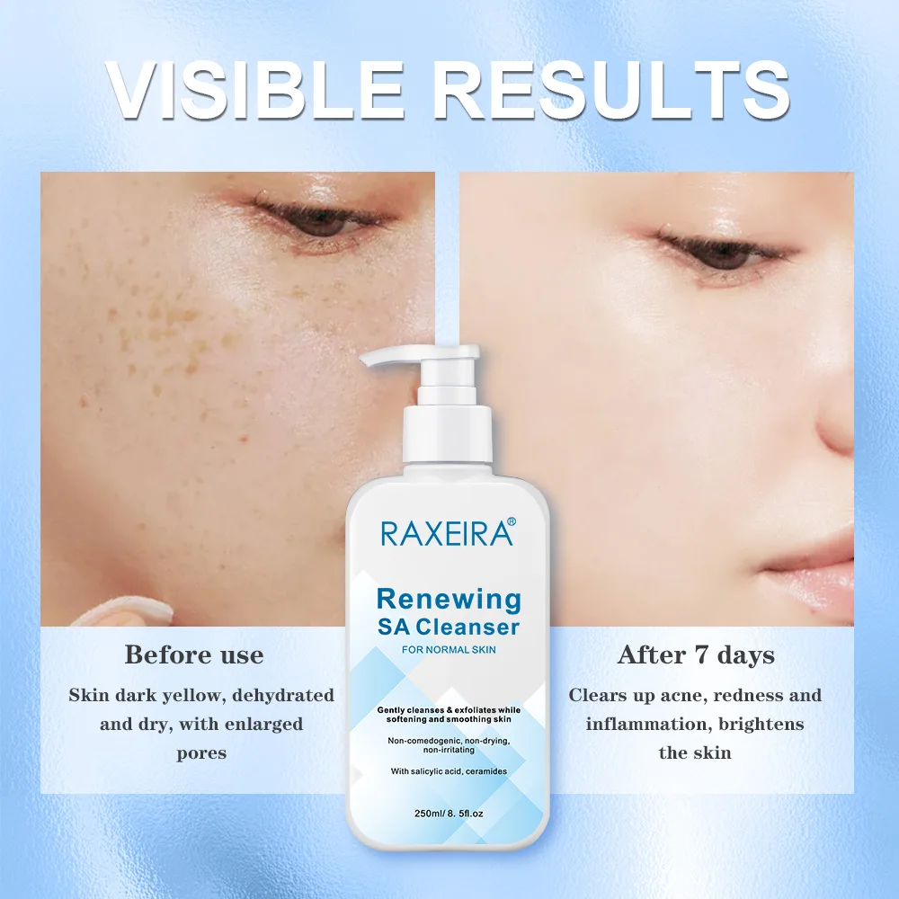 Salicylic Acid Cleanser with Hyaluronic Acid Niacinamide Ceramide for Face BHA Exfoliant