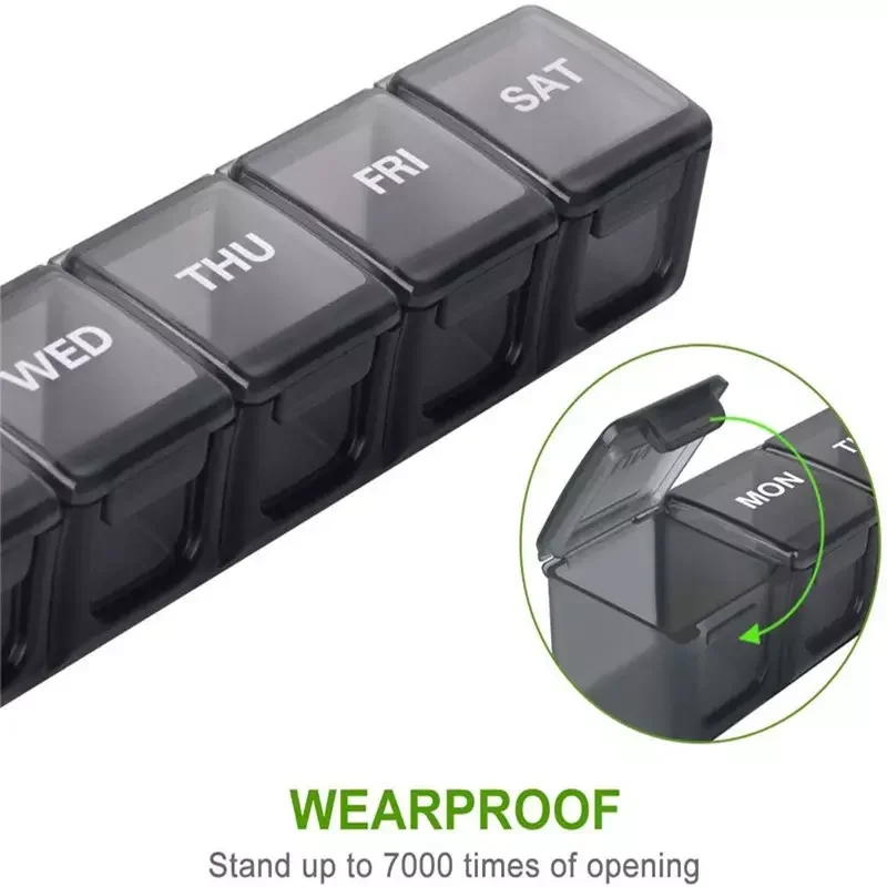 travel size pill box 7 compartments vitamin fish oil pill storage cases compact weekly pill organizer 7 day
