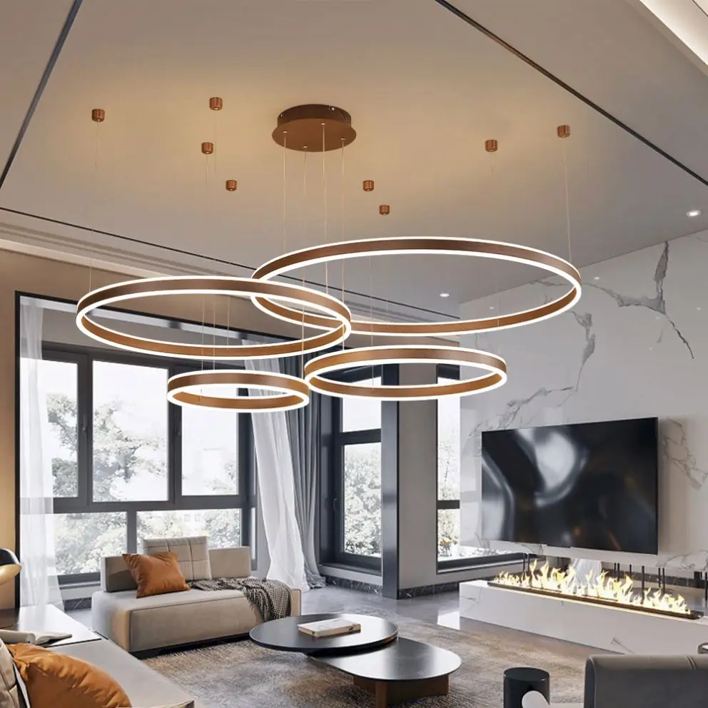 Simple High Quality Ceiling Contemporary Circle 4 Rings Indoor LED Chandelier Modern