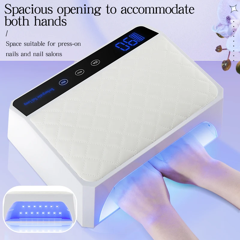 Nail lamp cure 2023 high quality rechargeable cordless nail cushion uv coating lamp gel polish machine uv nail dryeR two hands