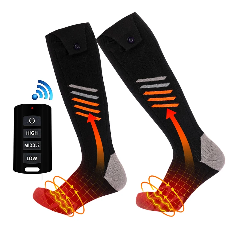 Custom Outdoor Wireless Remote Control Rechargeable Battery Heated Socks Heating Socks Thermal Warm Winter Socks in Box 5-7 Days