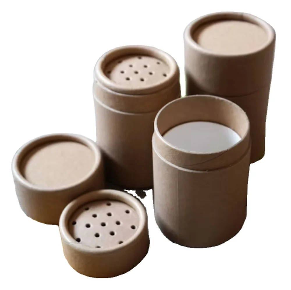 Custom logo cardboard tube shaker push to open for spice packing