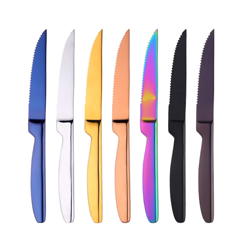Hot Selling Kitchen Gold Serrated Sharp Blade Stainless Steel Steak Knife
