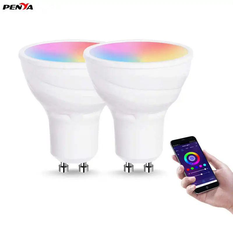 Светодиодный умный прожектор GU10 CCT RGB с Wi-Fi многоцветный светодиодный регулируемой яркостью и дистанционным управлением