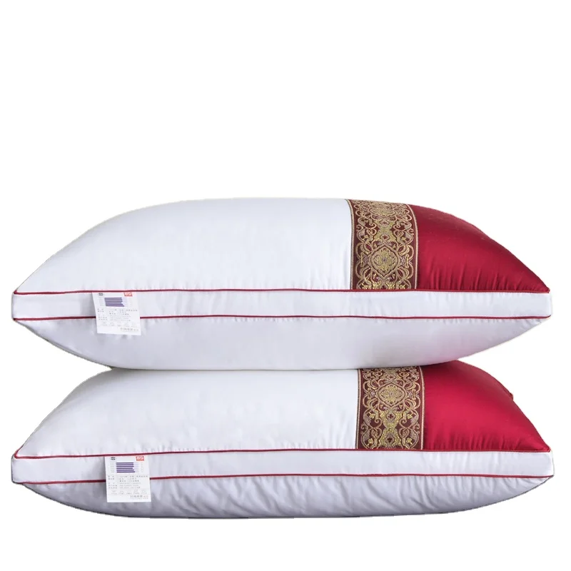 Wholesale soft luxury Hotel Pillows microfiber filling quilted pillow hilton pillow with embroidery