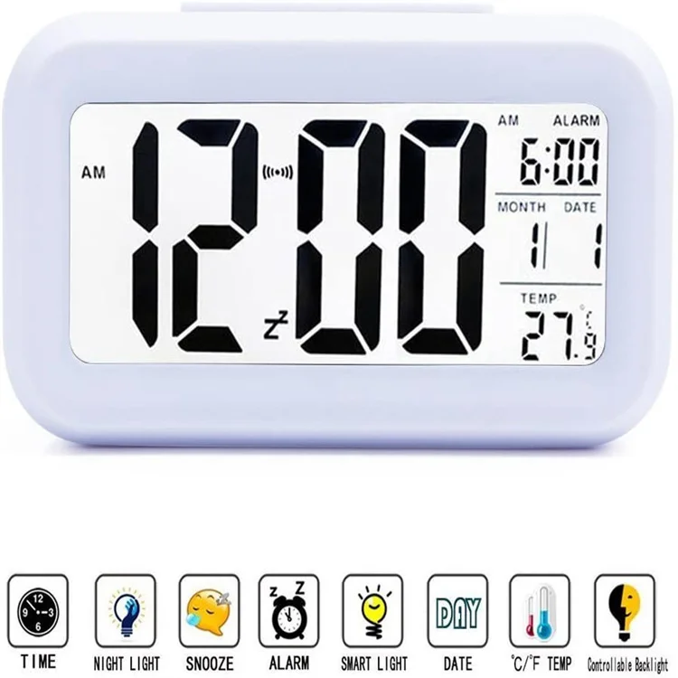 Digital LCD Alarm Clock with Indoor Temperature Display