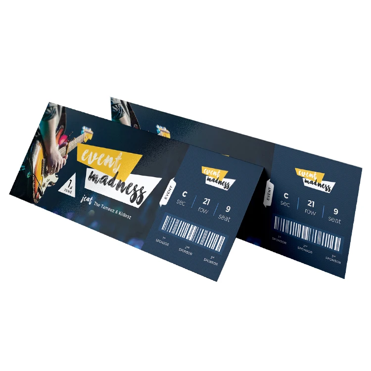 Wholesale Price Custom Raffle Color Ticket Gift Card event ticket entrance admission ticket