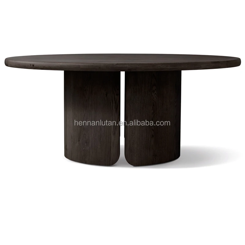 Modern Luxury Table Unique Split Base Curved Edges Furniture Home Wooden Round Dining Tables