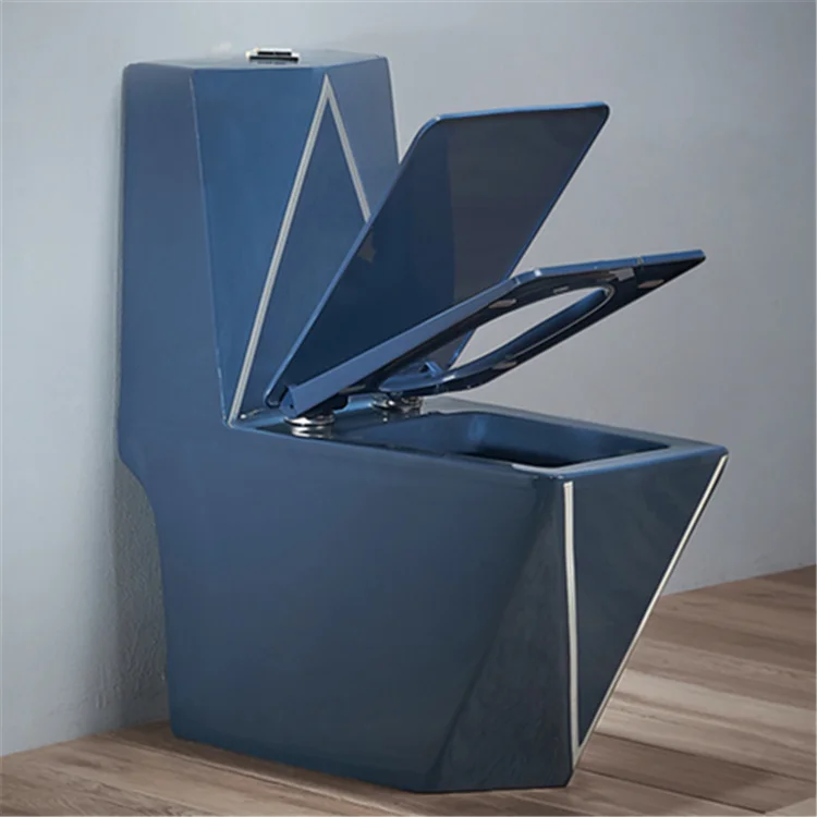 One Piece Toilet High Quality Factory Price Ceramic Black Pattern High Quality Water Closet Siphon S-trap Bathroom Toliet