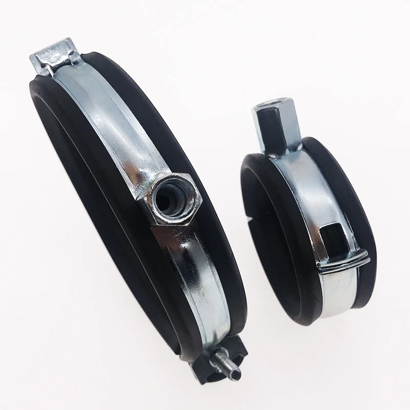2024 popular of M8+M10 single pipe hanger  with rubber double heavy duty Pipe Clamps of Welding type with one side screw