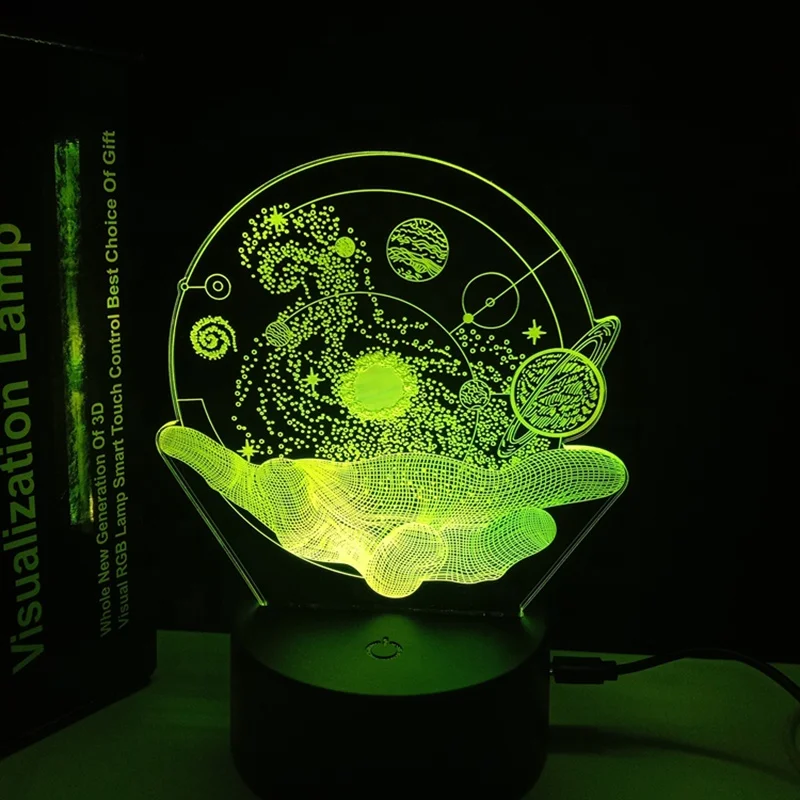 Room Decoration 3D Optical Illusion Lamp Universe Space Galaxy LED Night Light with Remote for Space Lover Boys and Girls Gift