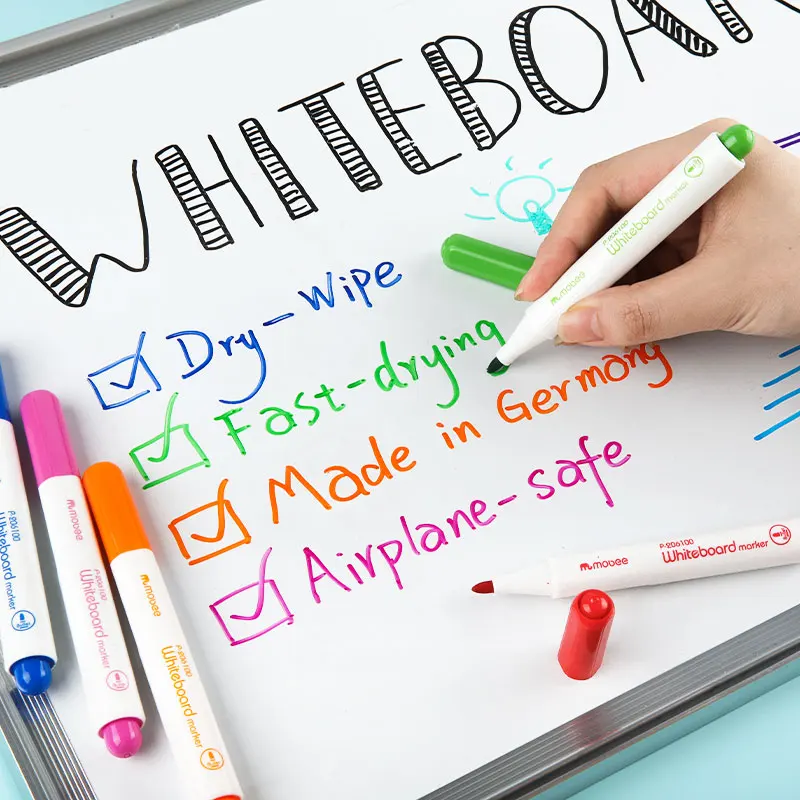 Mobee P-206100 High Quality 12 Colors Durable School Dry Erase Markers Easy Erase Non-toxic Multicolored Whiteboard Marker