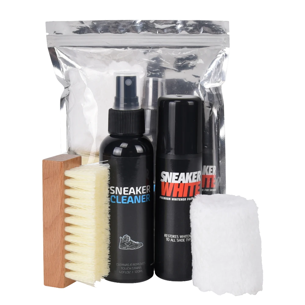 High quality private label wholesale sneaker white shoes cleaner kit spray with brush towel