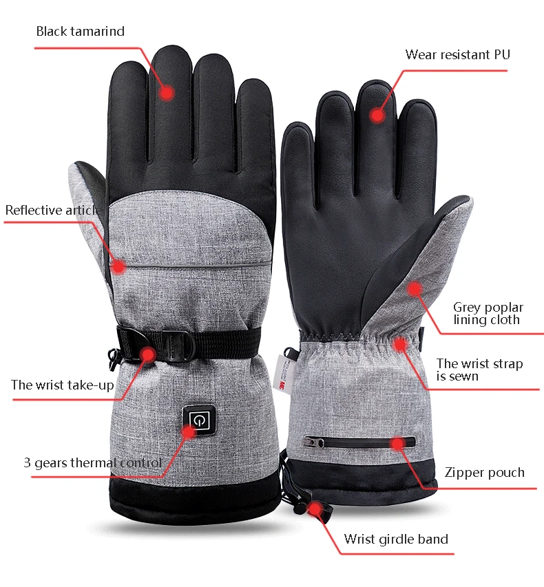 IN STOCK Waterproof Warm Heated Gloves Rechargeable Snowboard Motorcycle Racing Cycling Winter Ski Heated Gloves