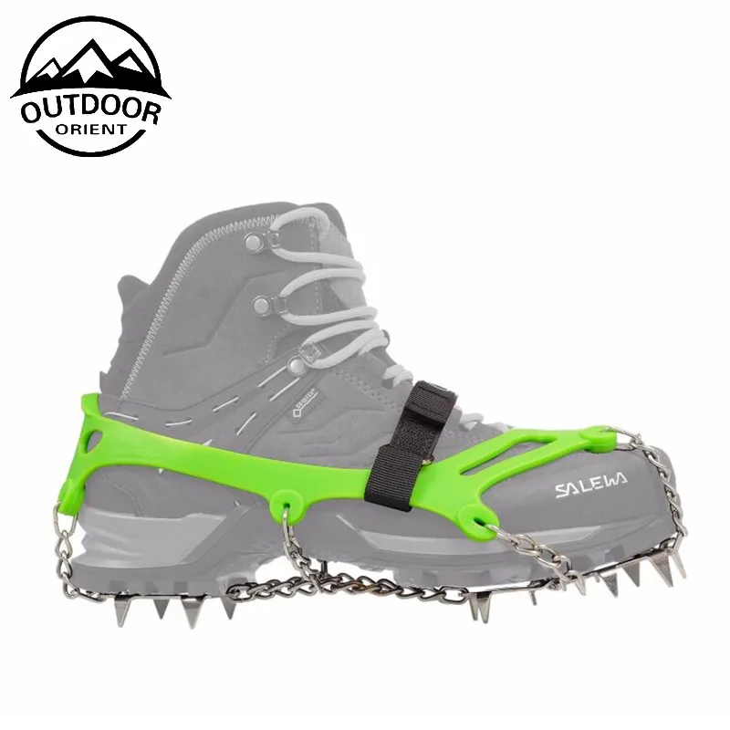 Hiking Crampons Ice Snow Grips Traction spikes Shoes Grips with Anti Slip 14 Teeth Stainless Steel Spikes Protect Hiking Crampon