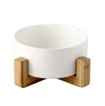 Good Quality Ceramic Cat Bowl with Wood Stand Pet Bowl For Dog And Cat
