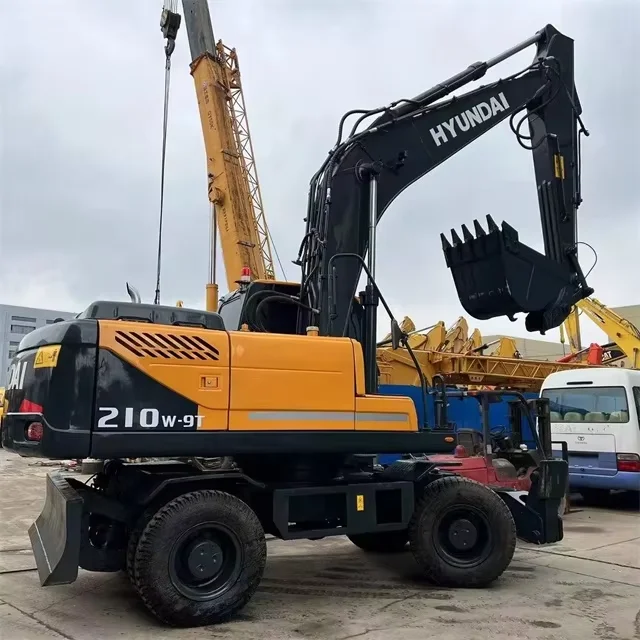 21ton used wheel excavator HYUNDAI R210W-9T Wheel Excavator 124kw Cummins Engine 1~1000h working hour