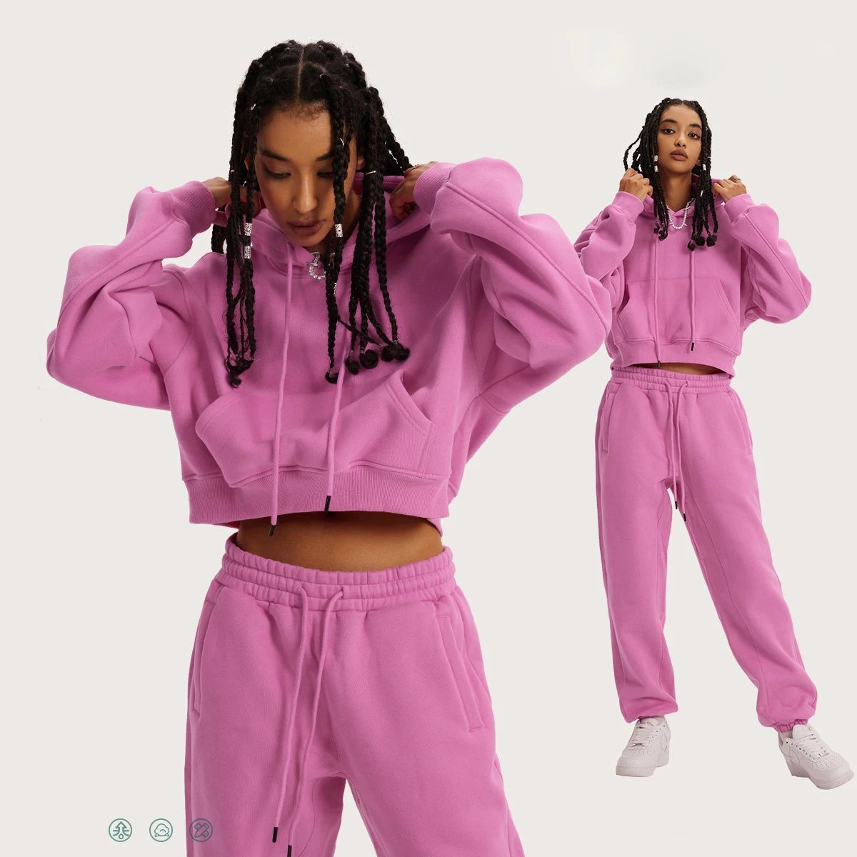 Custom Women Oversized Sweatshirt Training Wear Joggers Suits Set Tracksuits Jogging Sudadera cropped Hoodies