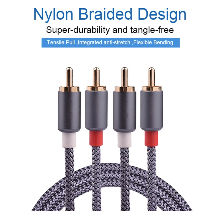 Plated Jack Speaker Nice Good Feedback Audio 2rca To 2rca Cables Y Factory Price 6 Ft Rca Plug Wire Cable